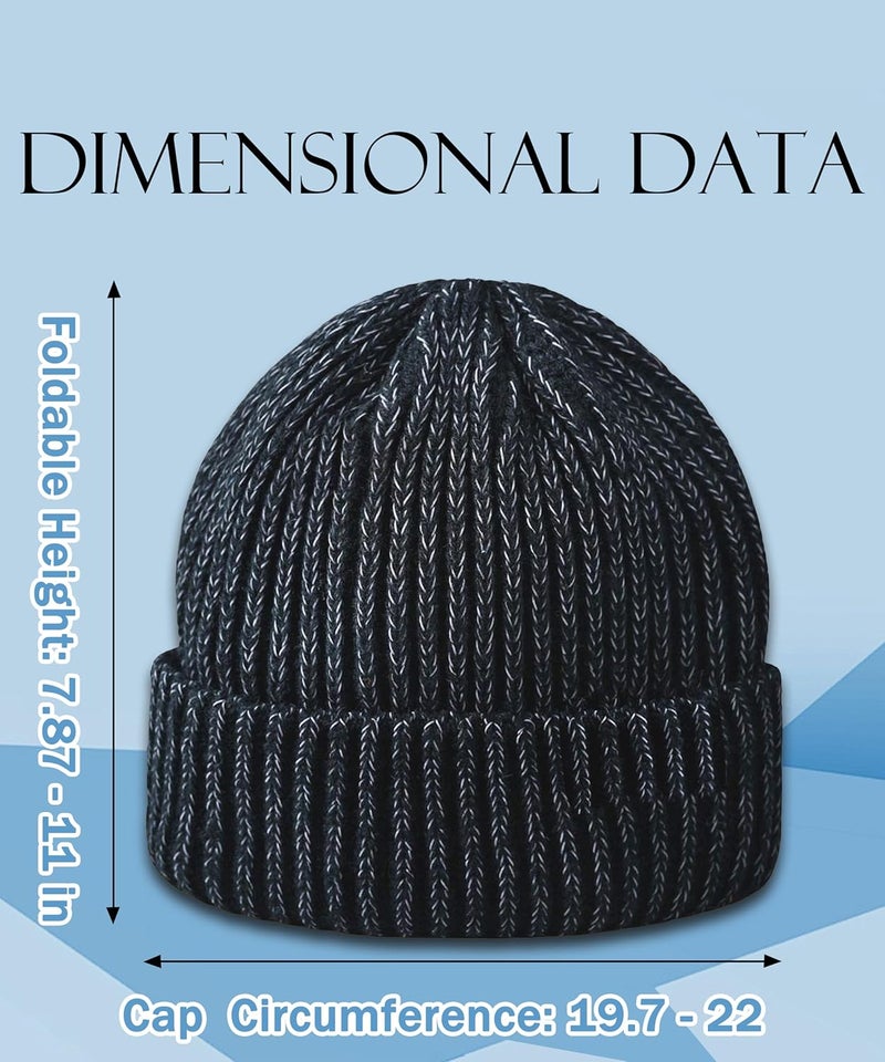 Babalet Store Reflective Beanie Hats for Women Men Adults High Visibility Safety Knitted Satin Lined Black Hat Cap - Image 5